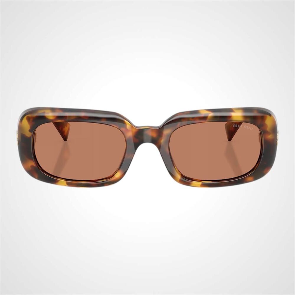 New MIU MIU Sunglasses Honey Havana Tortoise Brown Rectangle Reverie Womens - Picture 2 of 6